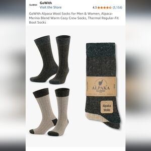2 Pairs GoWith Alpaca Wool Socks for Men & Women, Alpaca-Merino RETAIL $29.90